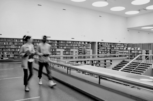 A modern library representing free access to academic journals